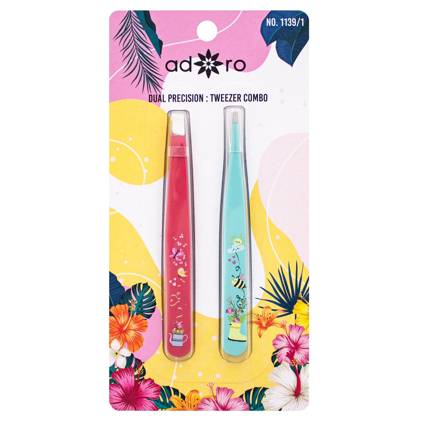 2 PC TWEEZER SET WITH DESIGN (RASPBERRY & ORCHID)
