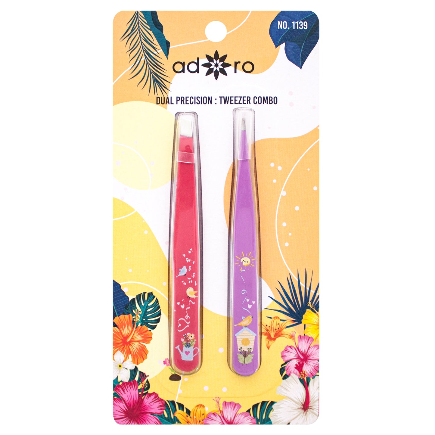 2 PC TWEEZER SET WITH DESIGN (RASPBERRY & ORCHID)