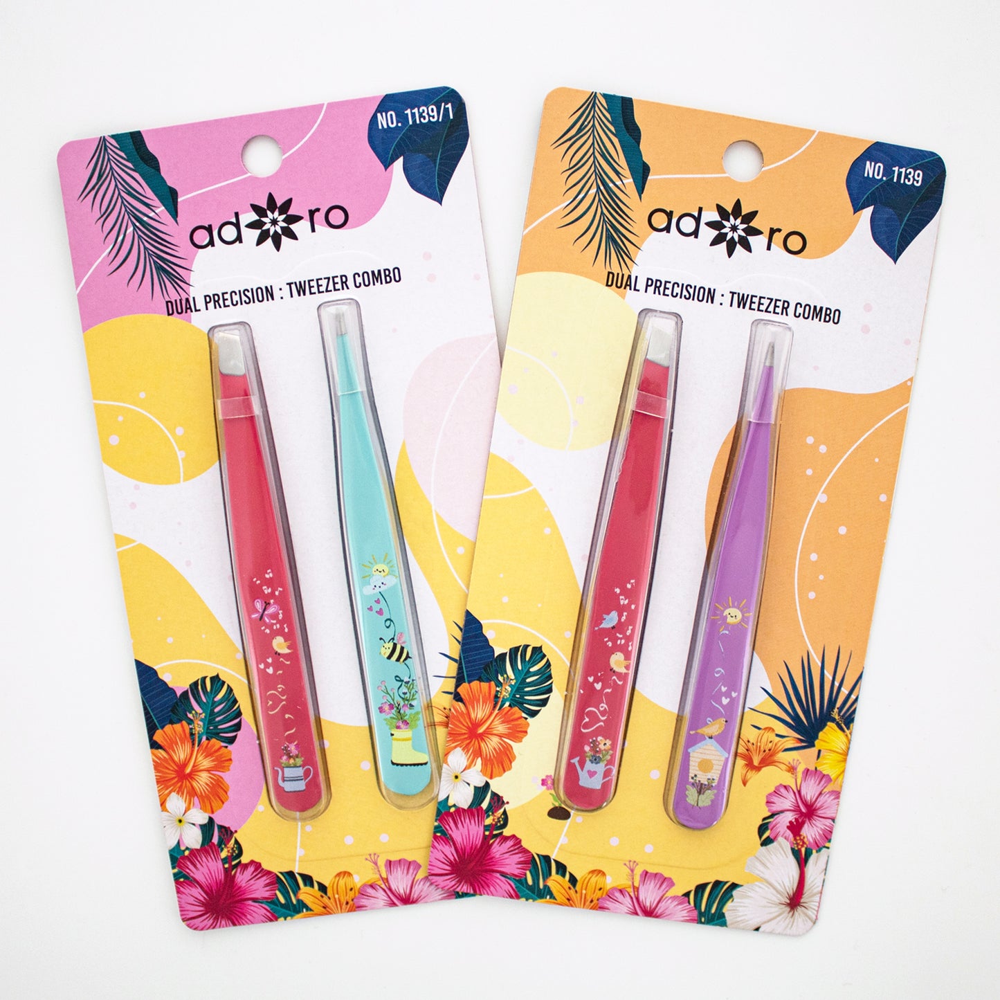 2 PC TWEEZER SET WITH DESIGN (RASPBERRY & ORCHID)