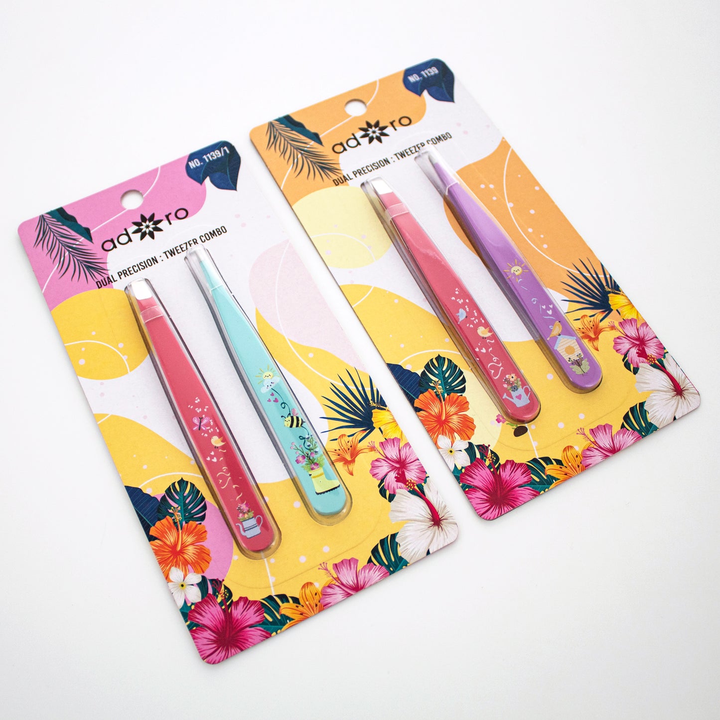 2 PC TWEEZER SET WITH DESIGN (RASPBERRY & ORCHID)