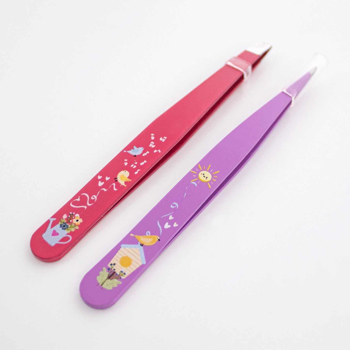 2 PC TWEEZER SET WITH DESIGN (RASPBERRY & ORCHID)
