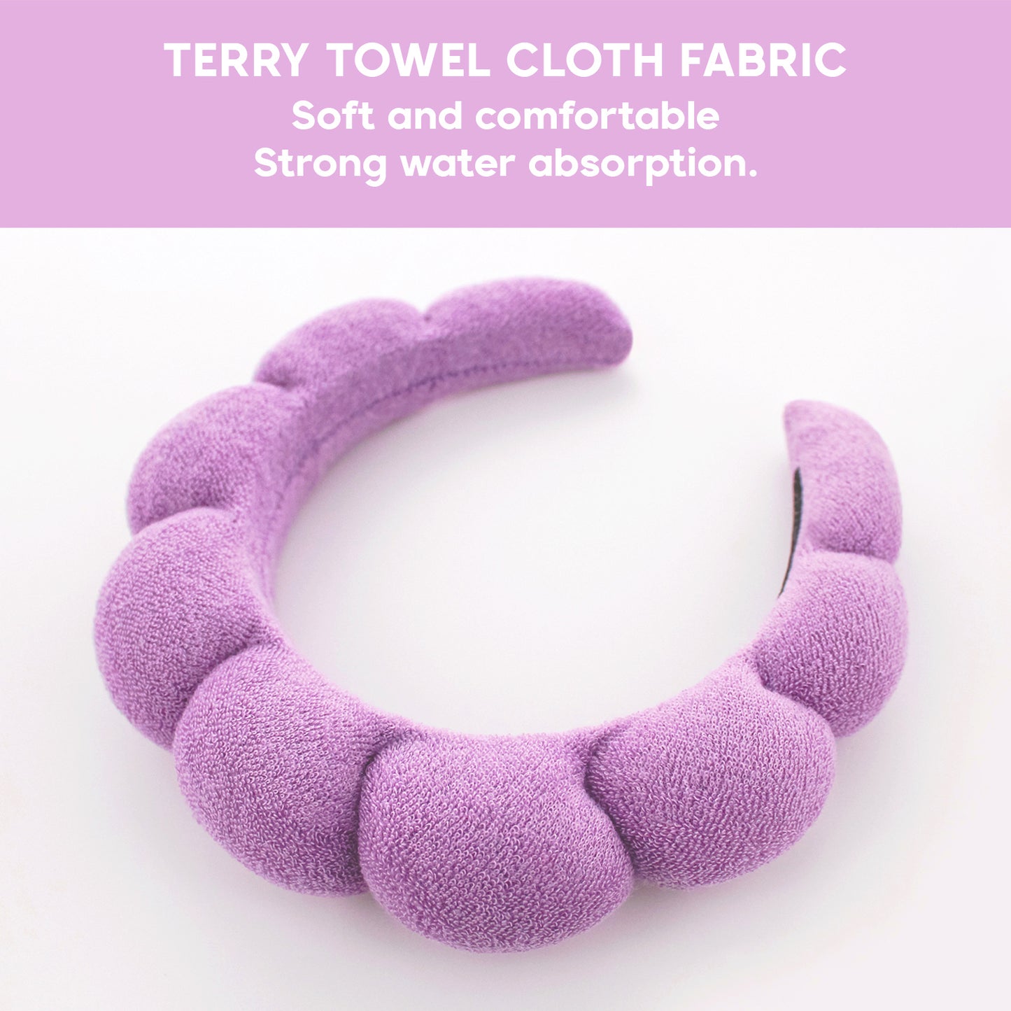 PUFFY HEAD BAND W/ WRIST SCRUNCHIE (LAVENDER)