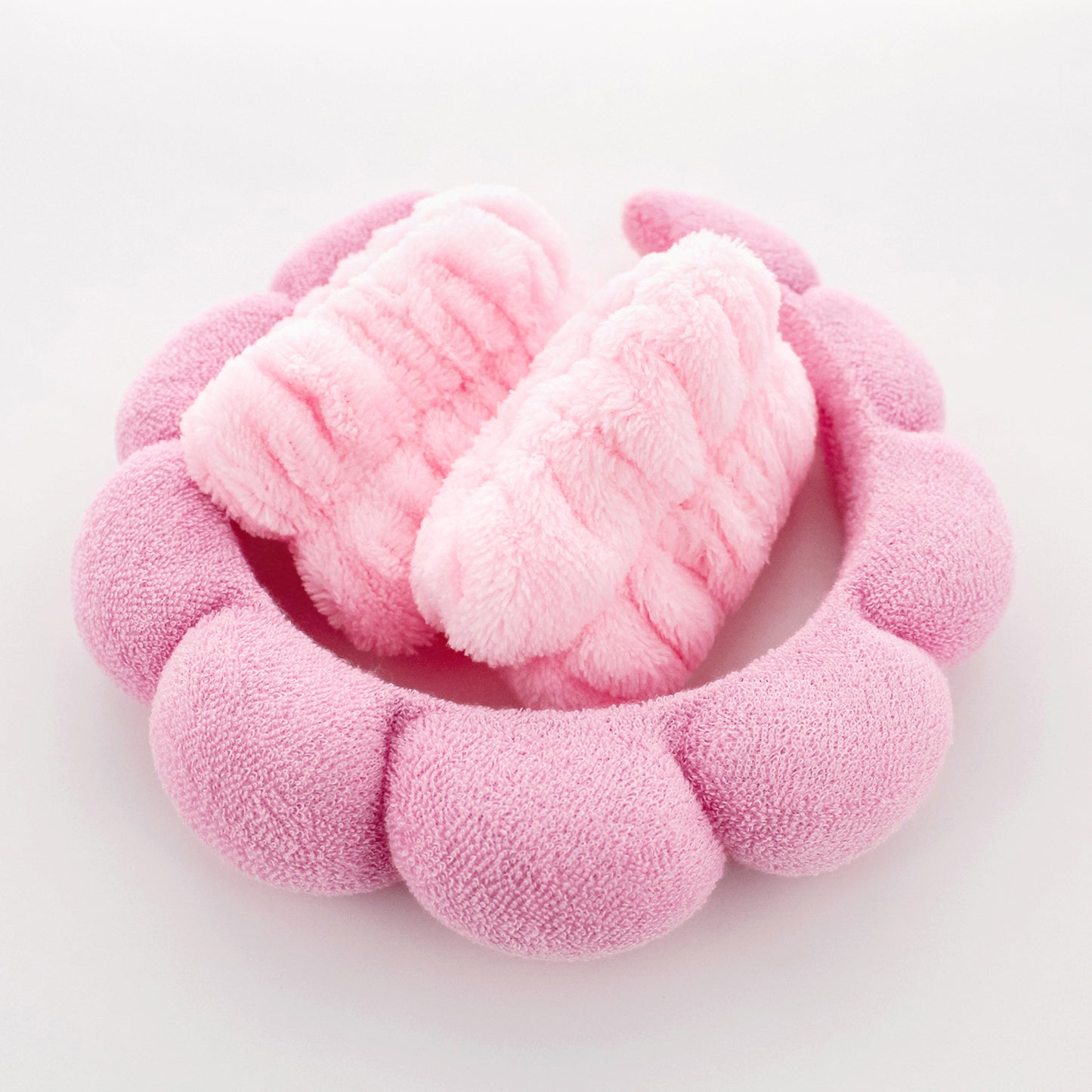 PUFFY HEAD BAND W/ WRIST SCRUNCHIE (ROSE)