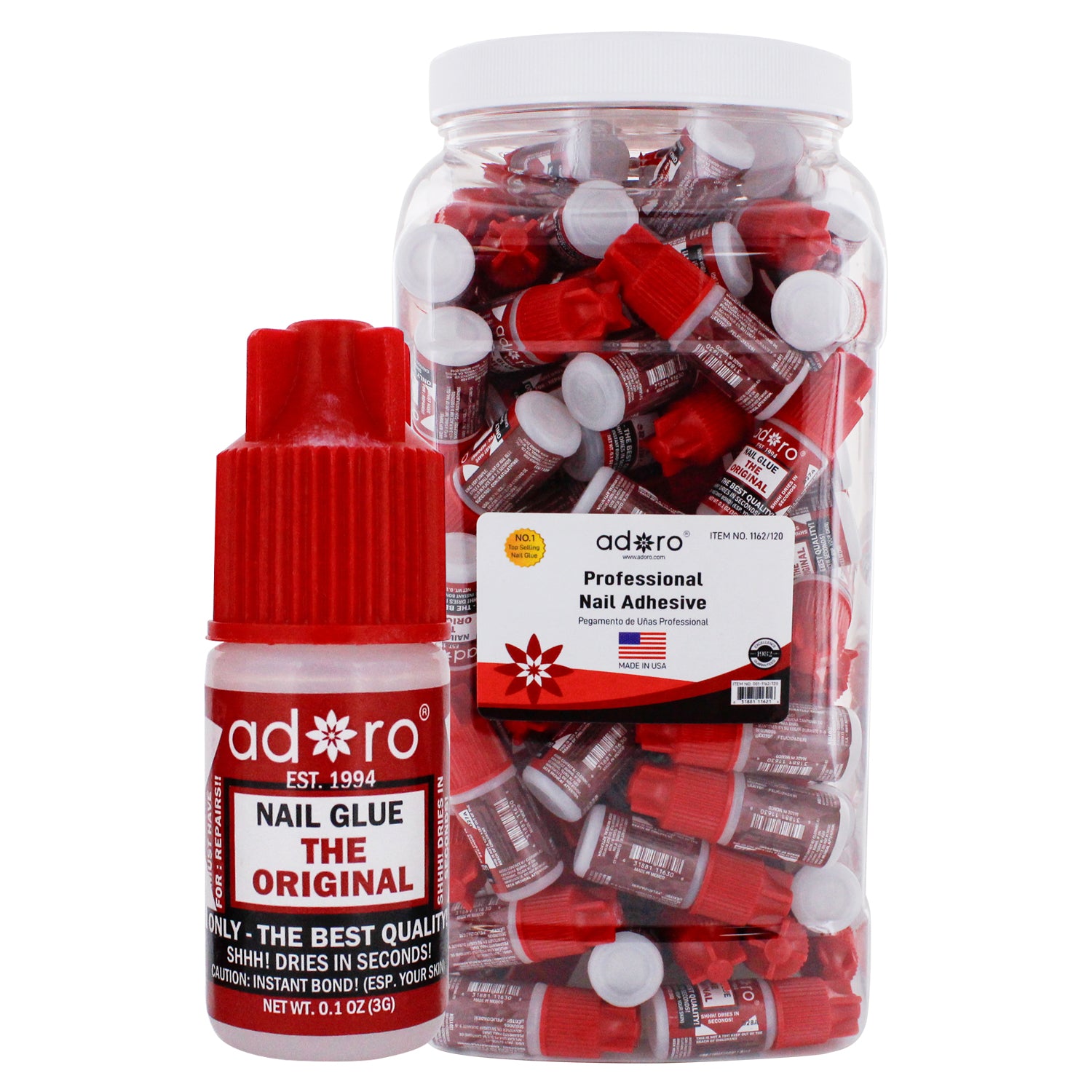 PROFESSIONAL NAIL ADHESIVE JAR (120pc) ADORO COSMETICS PROFESSIONAL NAIL ADHESIVE JAR (120pc) ADORO COSMETICS