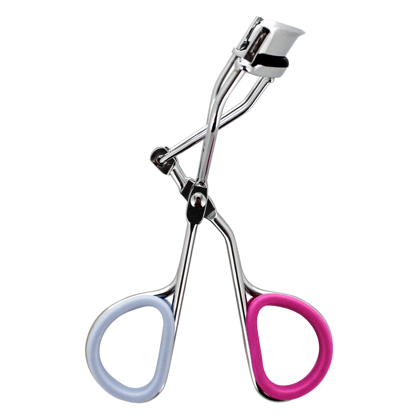 EYELASH CURLER W/ INNER GRIP - SILVER W/ PINK & MINT (INSERT)