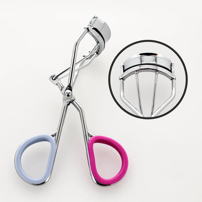 EYELASH CURLER W/ INNER GRIP - SILVER W/ PINK & BABY BLUE (INSERT)