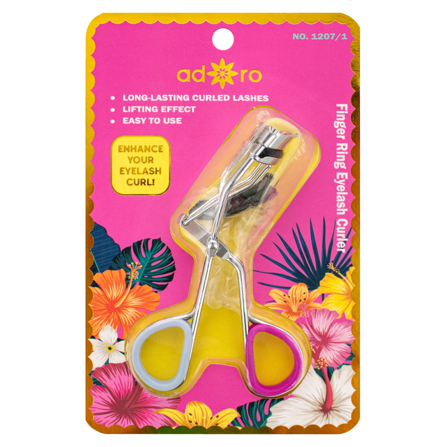 EYELASH CURLER W/ INNER GRIP - SILVER W/ PINK & BABY BLUE (INSERT)