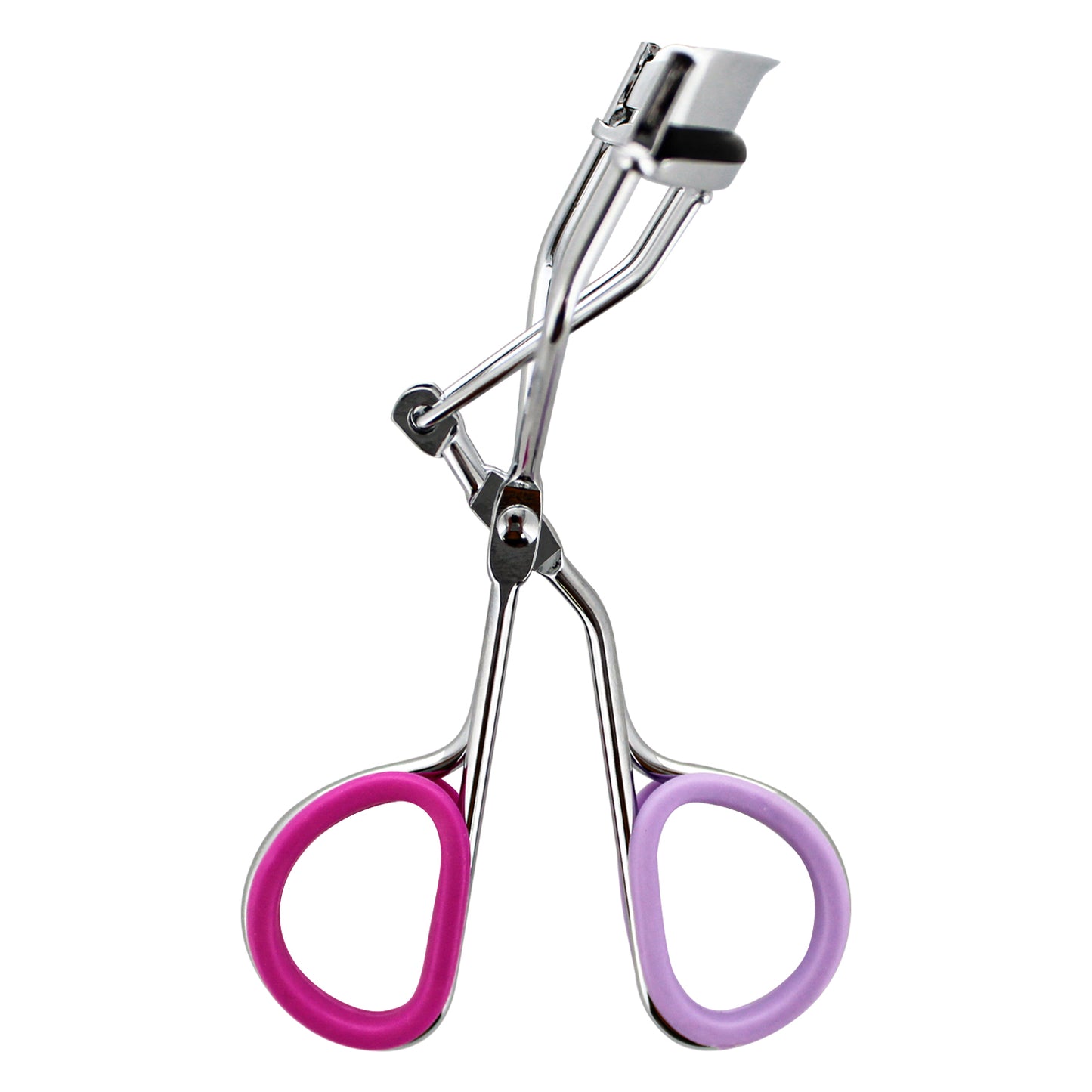 EYELASH CURLER W/ INNER GRIP - SILVER W/ PINK & BABY BLUE (INSERT)