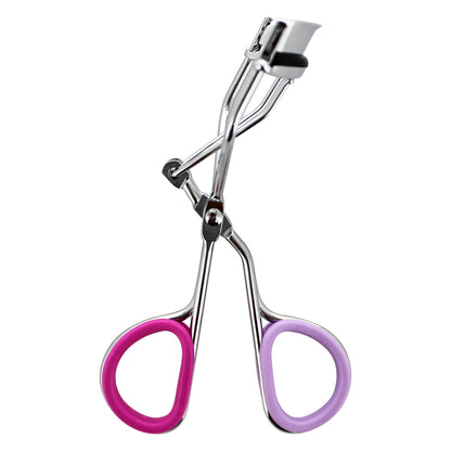 EYELASH CURLER W/ INNER GRIP - SILVER W/ PINK & MINT (INSERT)