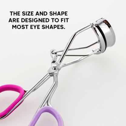 EYELASH CURLER W/ INNER GRIP - SILVER W/ PINK & LAVENDER (INSERT)