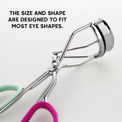 EYELASH CURLER W/ INNER GRIP - SILVER W/ PINK & MINT (INSERT)