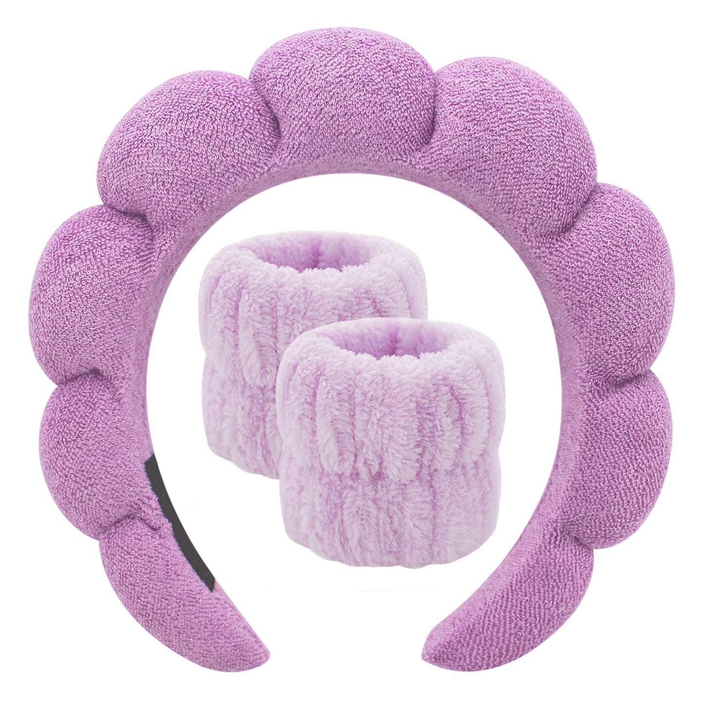 PUFFY HEAD BAND W/ WRIST SCRUNCHIE (LAVENDER)