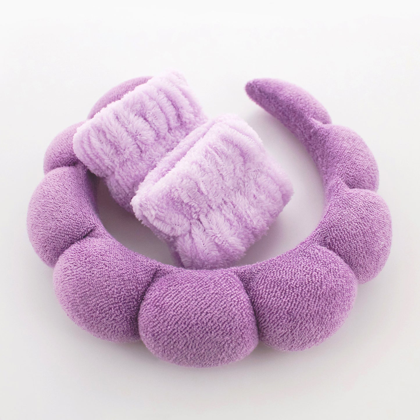 PUFFY HEAD BAND W/ WRIST SCRUNCHIE (LAVENDER)