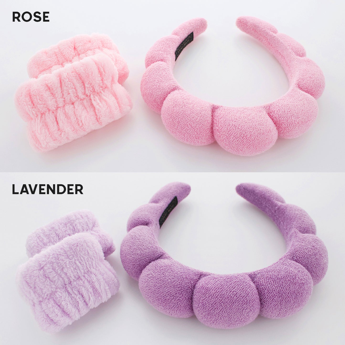 PUFFY HEAD BAND W/ WRIST SCRUNCHIE (ROSE)