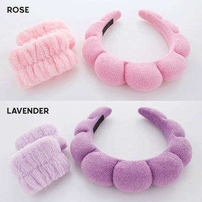 PUFFY HEAD BAND W/ WRIST SCRUNCHIE (LAVENDER)