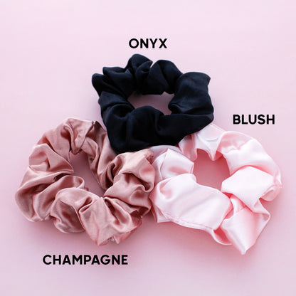 SLEEP SATIN EYEMASK W/ HAIR SCRUNCHIE (ONYX)