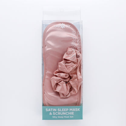 SLEEP SATIN EYEMASK W/ HAIR SCRUNCHIE (CHAMPAGNE)