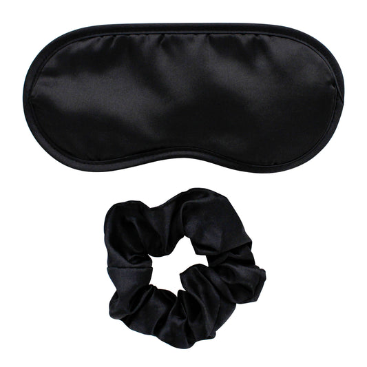 SLEEP SATIN EYEMASK W/ HAIR SCRUNCHIE (ONYX)