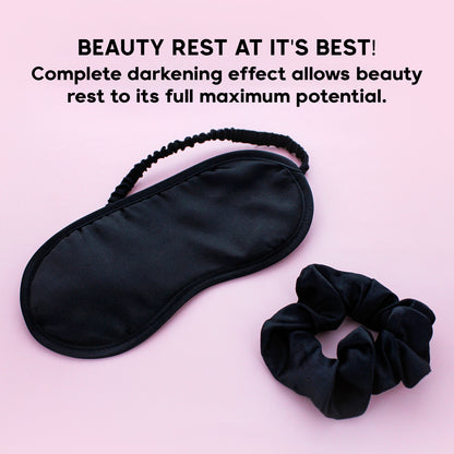 SLEEP SATIN EYEMASK W/ HAIR SCRUNCHIE (ONYX)