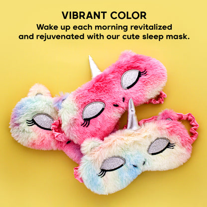 FLUFFY SLEEP MASK: CAT UNICORN (RAINBOW)