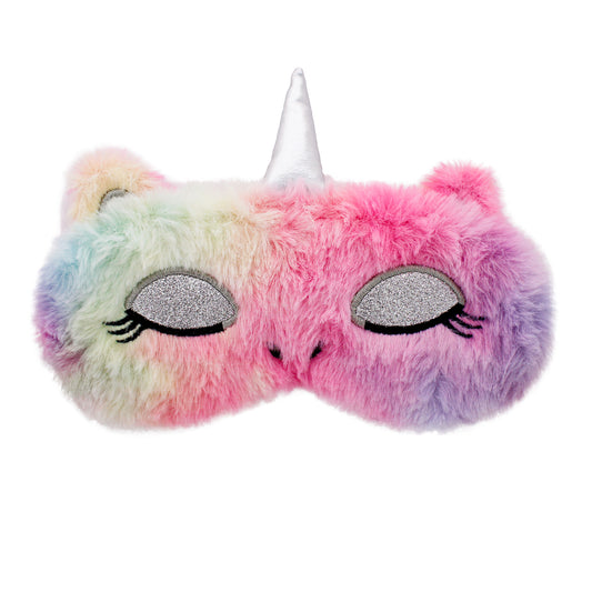 FLUFFY SLEEP MASK: CAT UNICORN (RAINBOW)