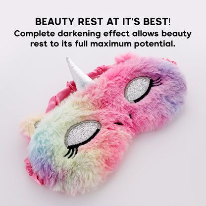 FLUFFY SLEEP MASK: CAT UNICORN (RAINBOW)