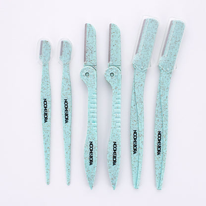 ECO LINE : WHEAT GRASS 6 PC ASSORTED EYEBROW RAZOR (MINT)