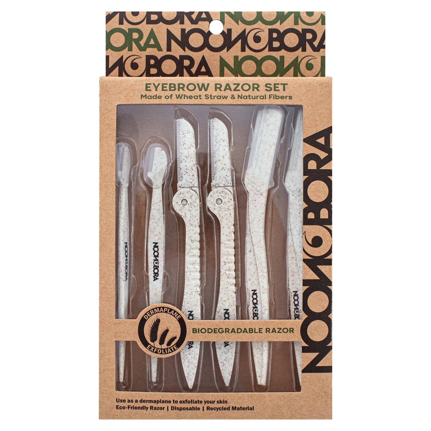 ECO LINE : WHEAT GRASS 6 PC ASSORTED EYEBROW RAZOR (NATURAL)