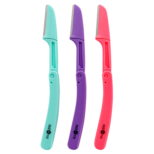 FOLDING EYEBROW RAZOR - 3 PC (MINT / VIBRANT VIOLET / FUSHIA POWER)