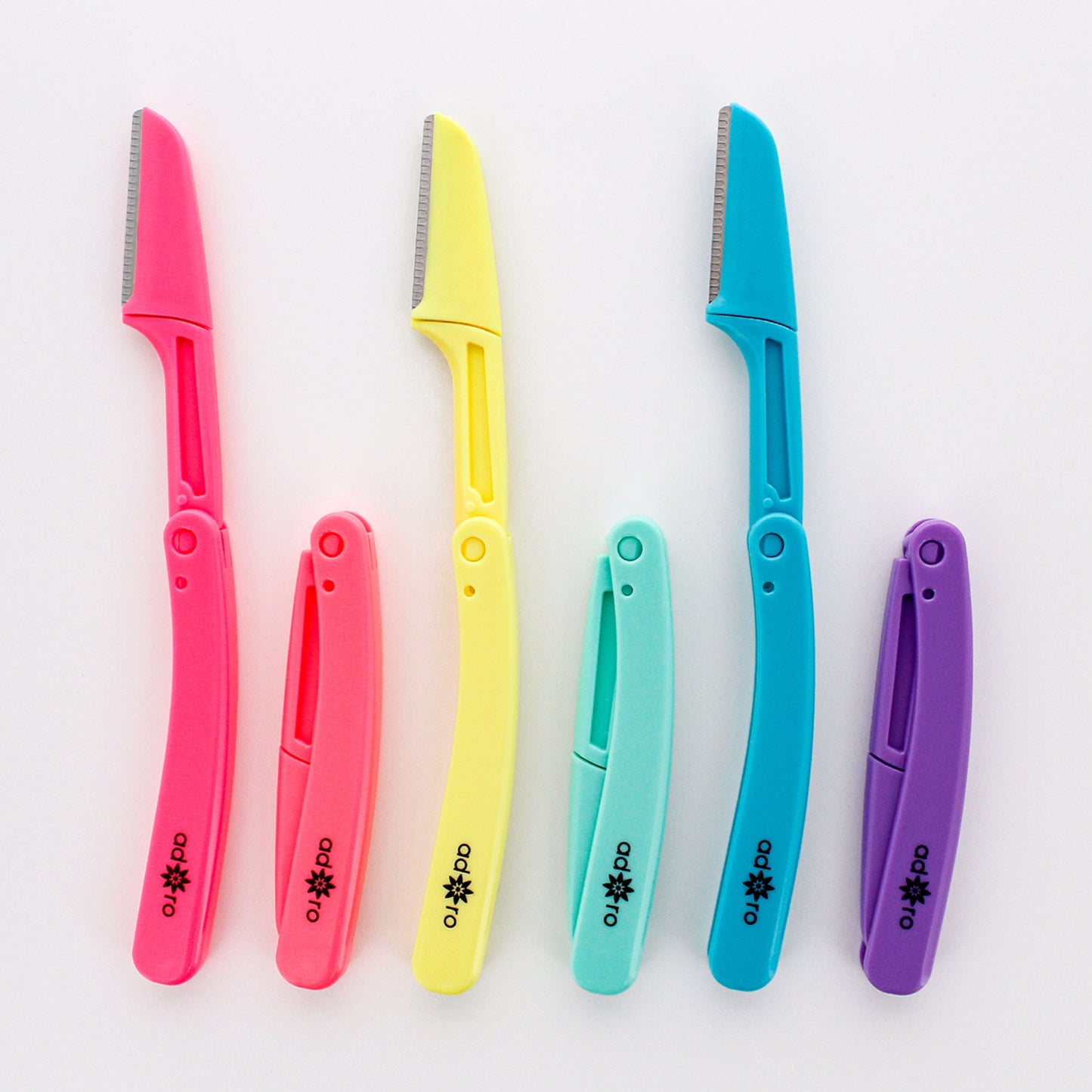 FOLDING EYEBROW RAZOR - 3 PC (MINT / VIBRANT VIOLET / FUSHIA POWER)