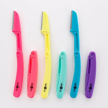 FOLDING EYEBROW RAZOR - 3 PC (MINT / VIBRANT VIOLET / FUSHIA POWER)