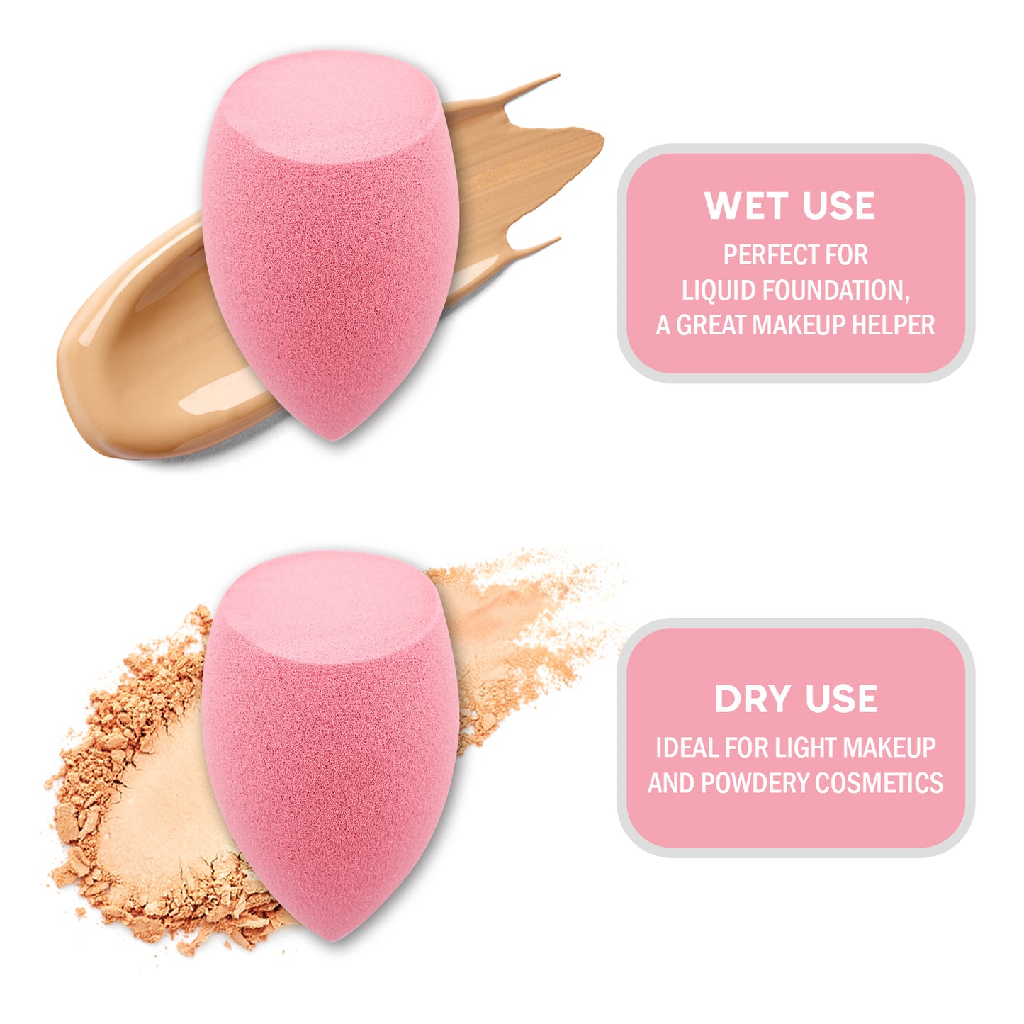 BLENDING SPONGE - 2 PC TEAR DROP W/ CUT (BLUSH PINK)