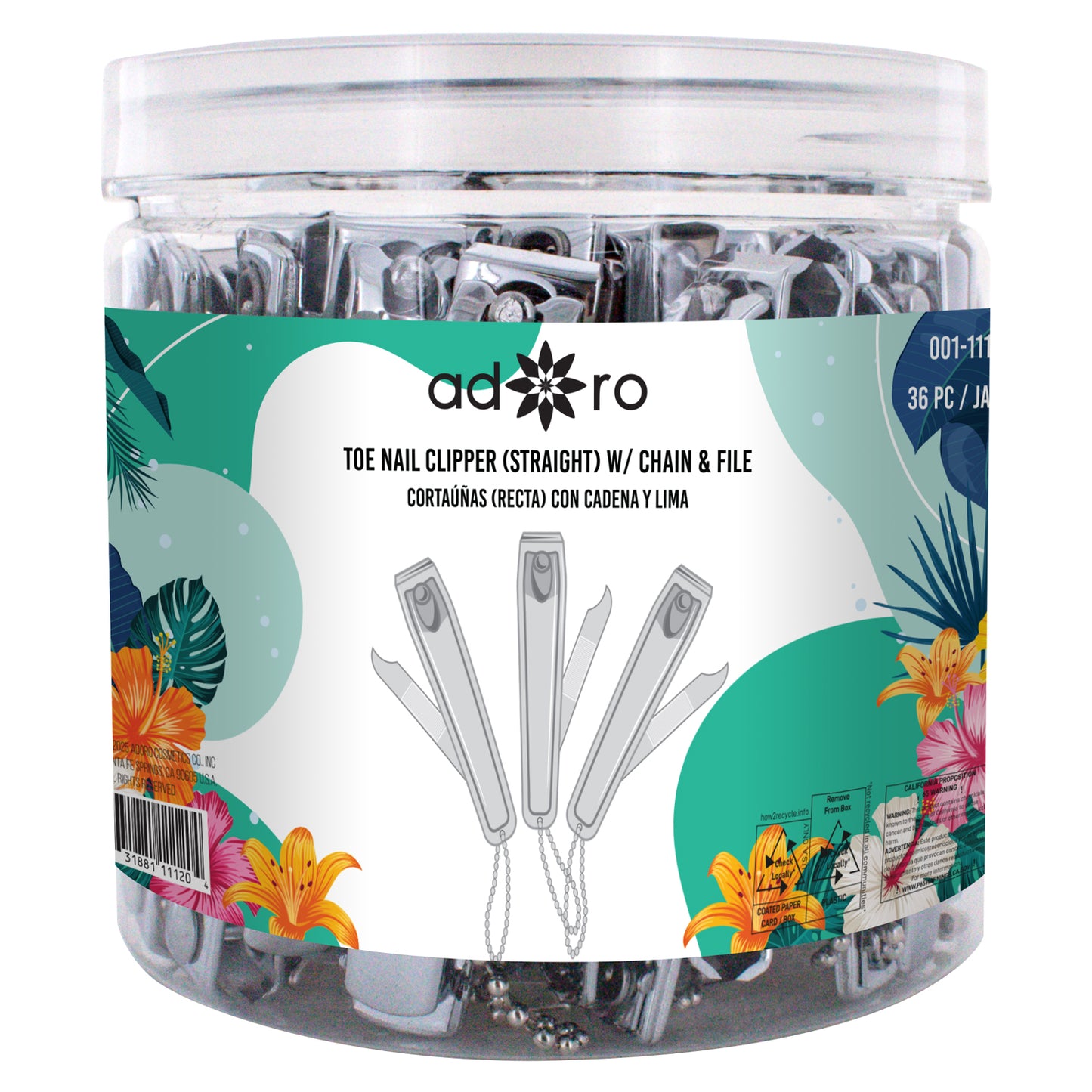 TOE NAIL CLIPPER : STRAIGHT - JAR (36pc)