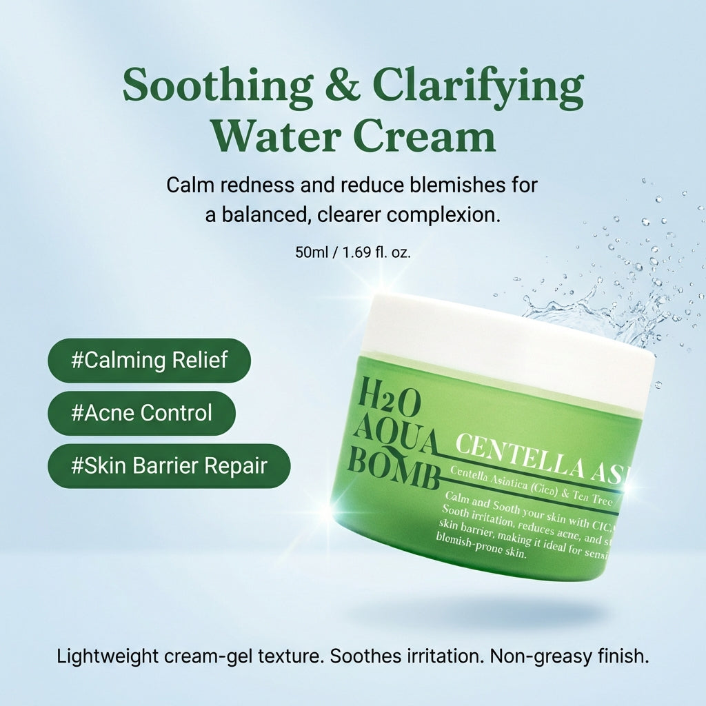 CENTELLA ASIAC-TEA Aqua Bomb moisturizer benefits – soothing hydration and clarifying care for refreshed balanced glow