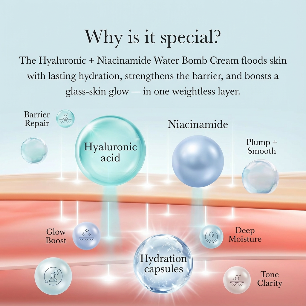 HYACIN-AMIDE moisturizer key ingredients – Hyaluronic Acid and Niacinamide for hydration, glow, and smoother-looking skin