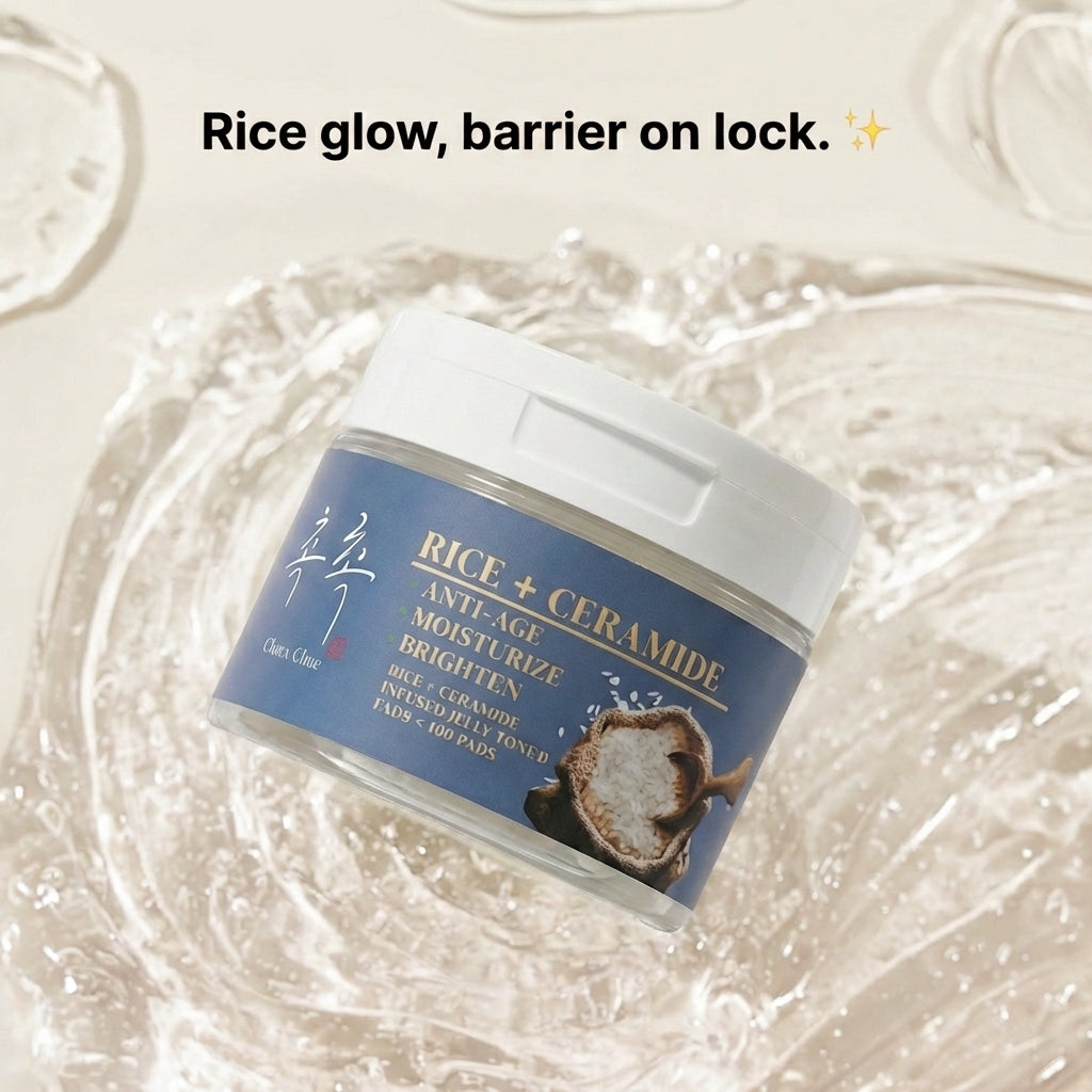 Rice + Ceramide Jelly Toner Pads by CHOC CHOC SKIN for barrier repair, hydration, and glow with soft jelly texture