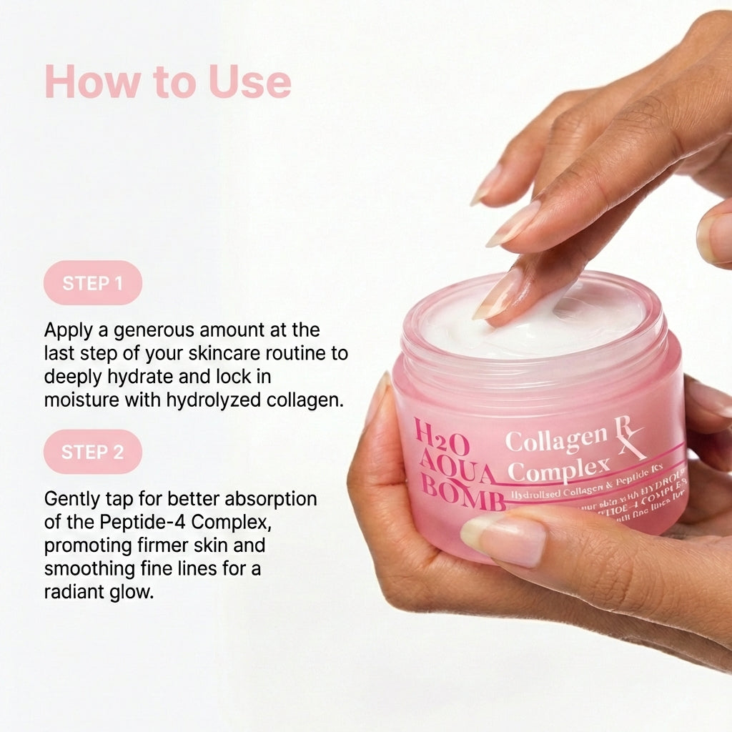 H2O Aqua Bomb - Hydrolyzed Collagen & Peptide RxCOLLAGEN RX COMPLEX (Hydrolyzed Collagen + Peptide-4 Complex) H2O AQUA BOMB Moisturizer