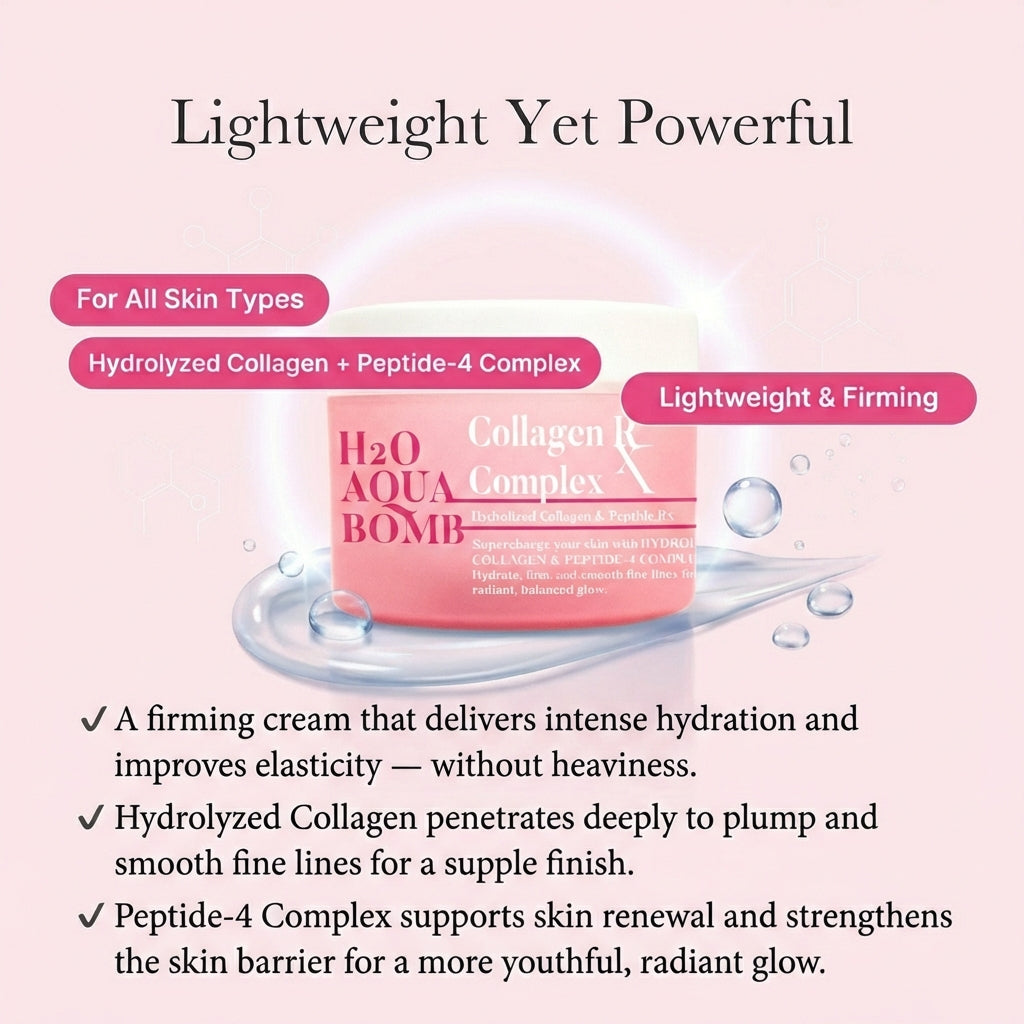 H2O Aqua Bomb - Hydrolyzed Collagen & Peptide RxCOLLAGEN RX COMPLEX (Hydrolyzed Collagen + Peptide-4 Complex) H2O AQUA BOMB Moisturizer