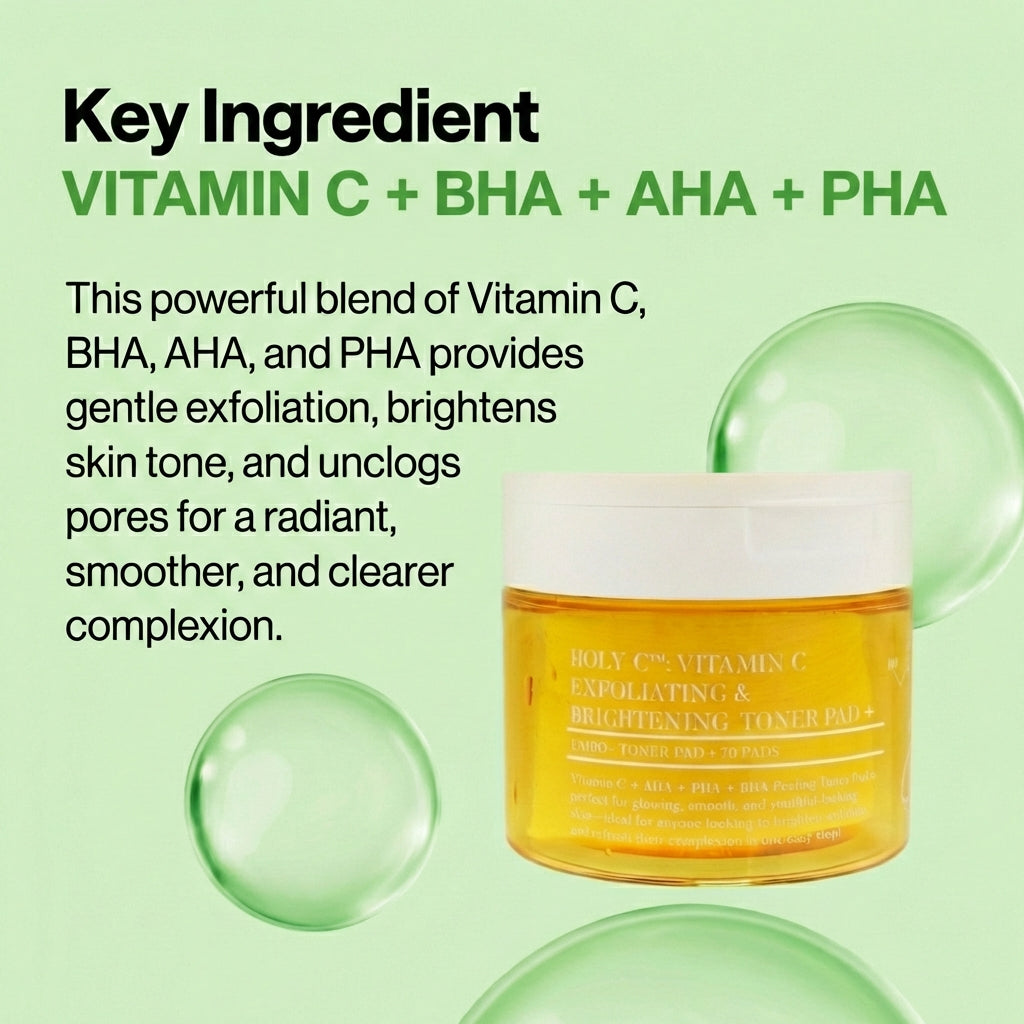 VITAMIN C + BHA + AHA + PHA (Dual-Sided Exfoliating Toner Pads)
