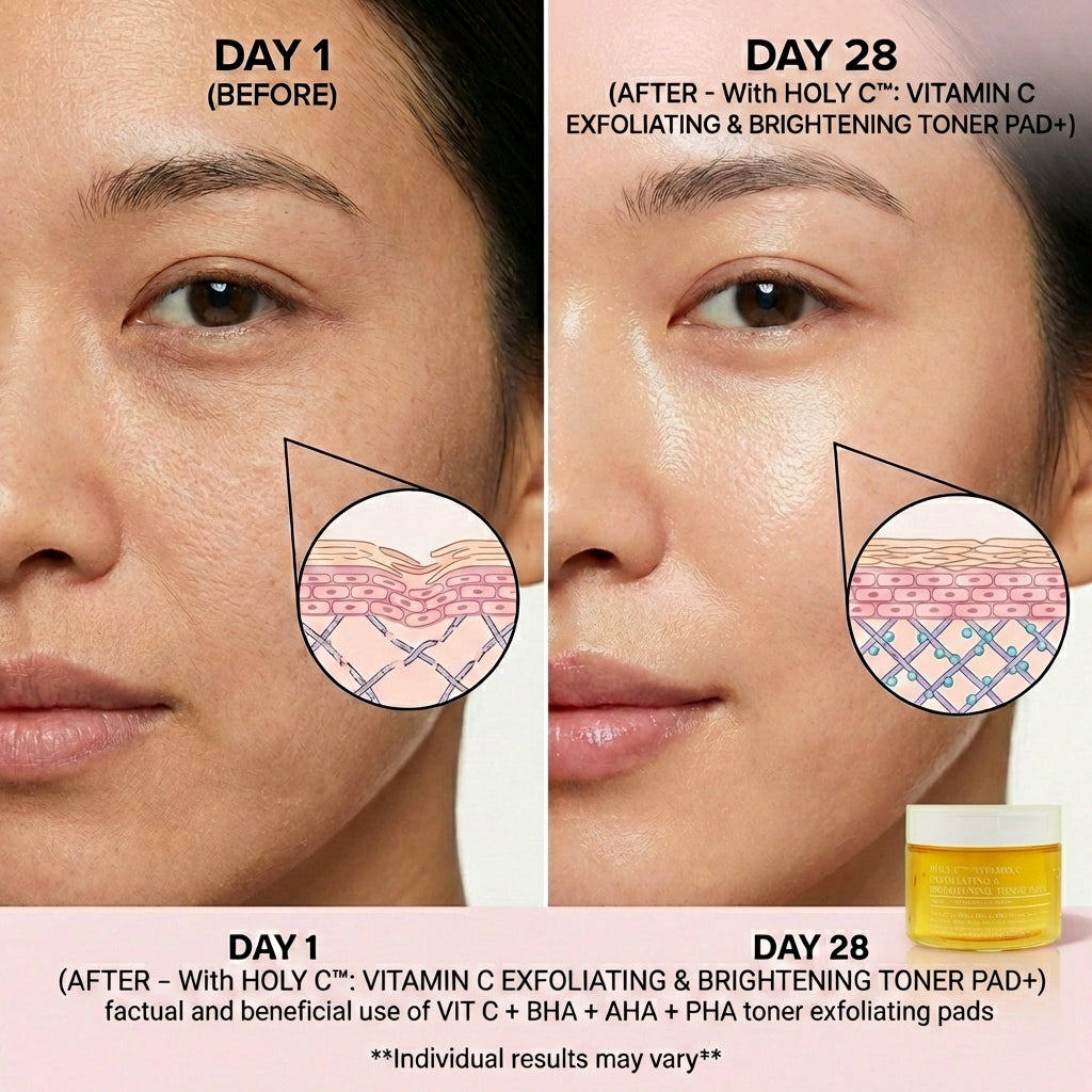 VITAMIN C + BHA + AHA + PHA (Dual-Sided Exfoliating Toner Pads)
