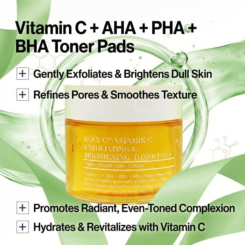 VITAMIN C + BHA + AHA + PHA (Dual-Sided Exfoliating Toner Pads)